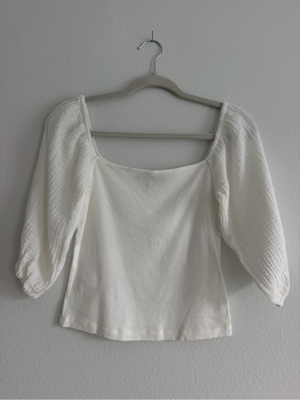 Sanctuary Cream Square-Neck Puff Sleeve Top